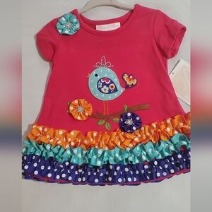 Bonnie Baby Colorful Ruffked Dress. NWT 3-6 Mths.